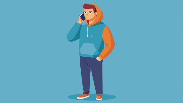 Mężczyzna w kapturze rozmawia przez telefon komórkowy.