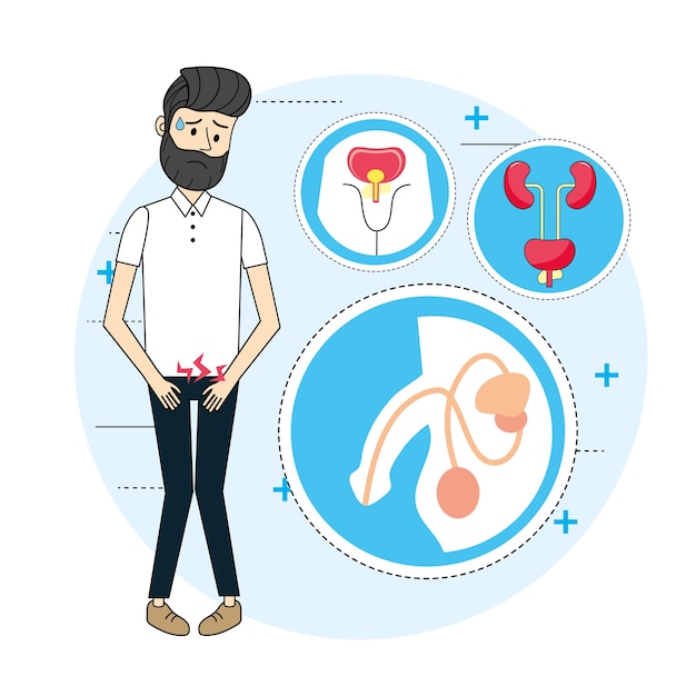 Plik wektorowy mężczyzna z rozpoznaniem choroby nerek