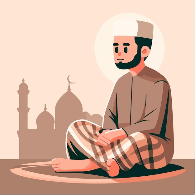 Mężczyźni muzułmańscy noszą sarongy Ramadhan z płaskim stylem projektowania
