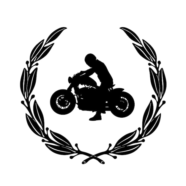 Plik wektorowy mężczyźni z silnikiem i kwiecistą ramą ręcznie robione logo sylwetka 2