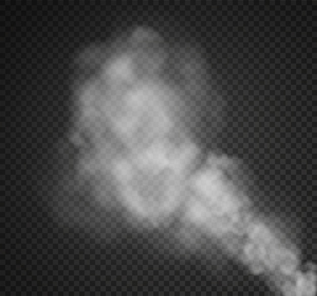 Mgła Lub Dym Na Białym Tle Przezroczysty Efekt Specjalny. Białe Zachmurzenie, Ilustracja