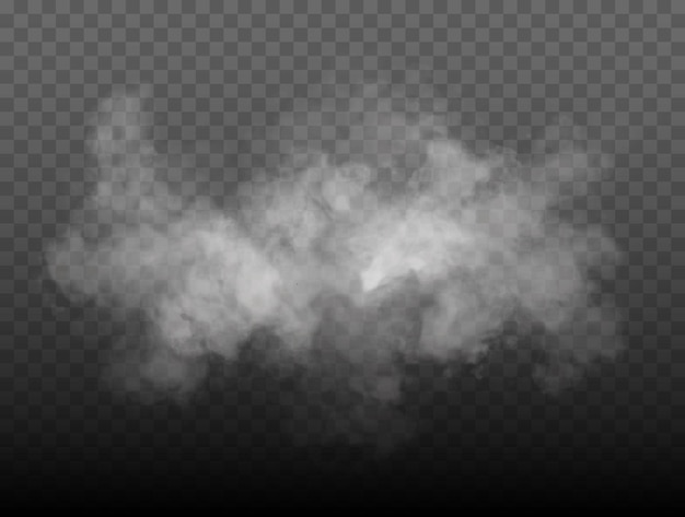 Mgła lub dym na białym tle przezroczysty efekt specjalny biały wektor zachmurzenie mgła lub smog tło vec...