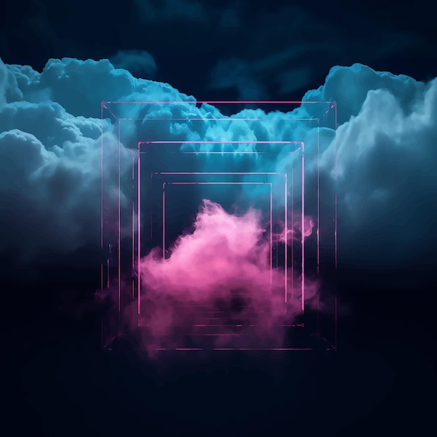 Plik wektorowy mgławica surrealistyczne stworzenie wszechświata niebo wyobraźnia kosmos fraktalny obraz świecić magiczny neon