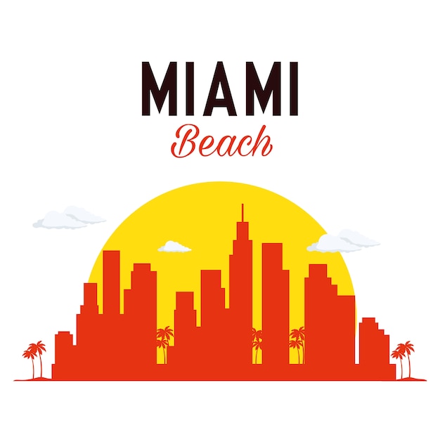 Miami Beach Pejzaż Scena Wektor Ilustracja Projektu