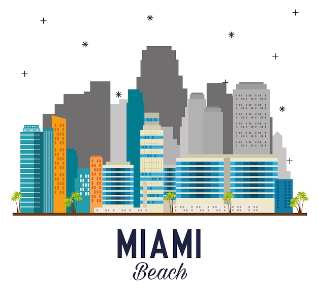 Miami Beach Pejzaż Scena Wektor Ilustracja Projektu