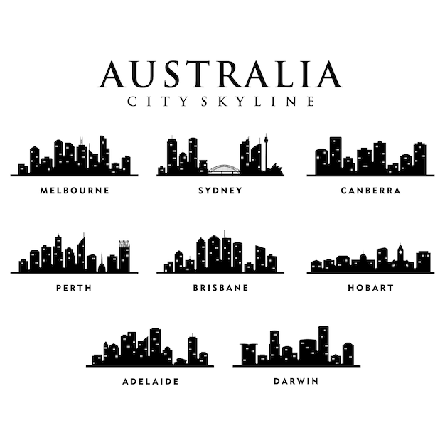 Miasta Australii - City Tour Skyline Illustration