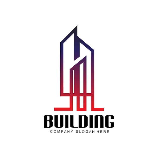 Miasto Budynek Budowa Logo Design Premium Quality Line Ilustracja Wektorowa