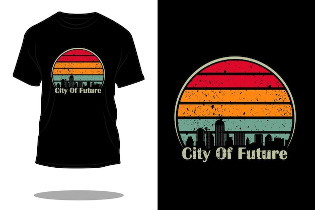 Miasto przyszłości w stylu retro t shirt