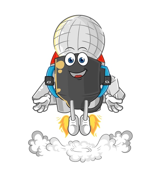 Mic Z Wektorem Kreskówka Maskotka Jetpack