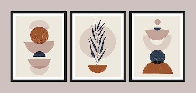 Mid-century Modern Art Printset Of 3 Gallery Wall Art Printable Art Wystrój Wnętrz W Stylu Boho