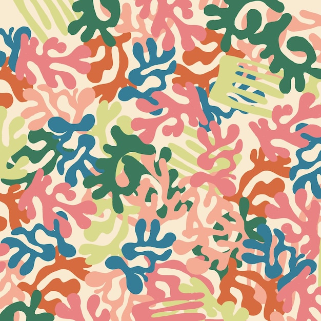 Mid-Century Nowoczesne Kształty Kwiatów - Botaniczny Malowanie Tła. Ilustrowany plakat Henri