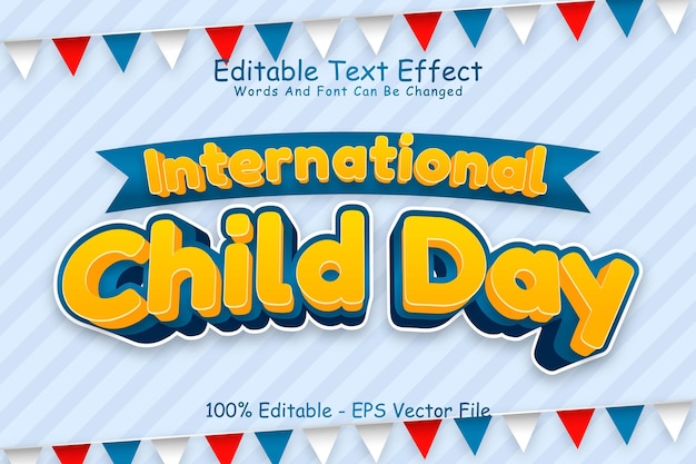 Międzynarodowy Dzień Dziecka Edytowalny Efekt Tekstowy 3 Wymiarowy Styl Kreskówki