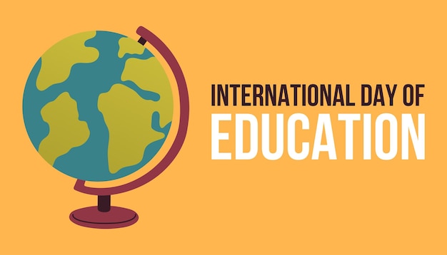Międzynarodowy Dzień Edukacji 24 Stycznia Koncepcja Edukacji Ilustracja Wektorowa Płaski Glob