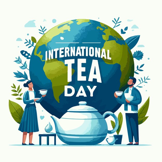 Plik wektorowy międzynarodowy dzień herbaty ilustracja wektorowa tło płaski projekt