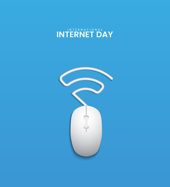Plik wektorowy międzynarodowy dzień internetu mysz ikona sygnału wifi kreatywny projekt dnia internetu