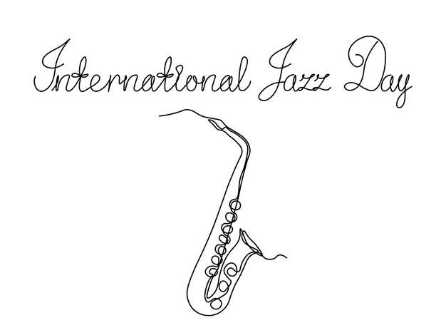 Plik wektorowy międzynarodowy dzień jazzu abstrakcyjny saksofon ciągły jeden wiersz sztuka rysunek ręczny szkic