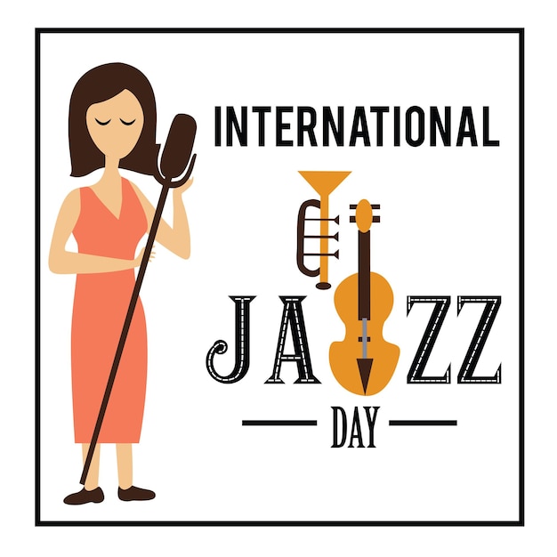 Międzynarodowy Dzień Jazzu Wektor Szablon Projektu Ilustracja