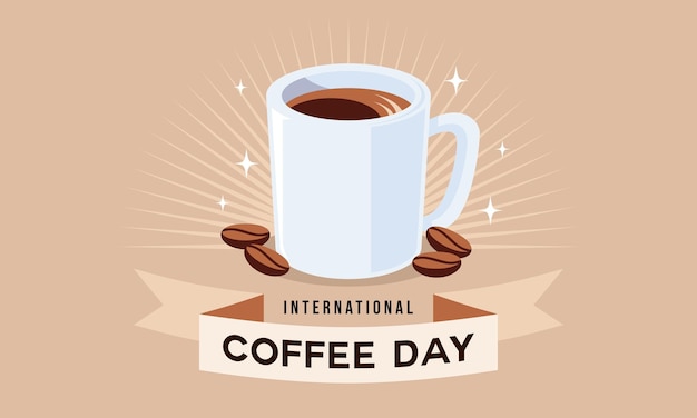 Międzynarodowy Dzień Kawy Ilustracja Ręcznie Rysowane Wektor