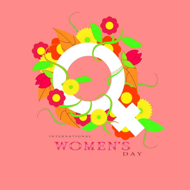 Międzynarodowy Dzień Kobiet Z Symbolem Kobiet I Kwiatami
