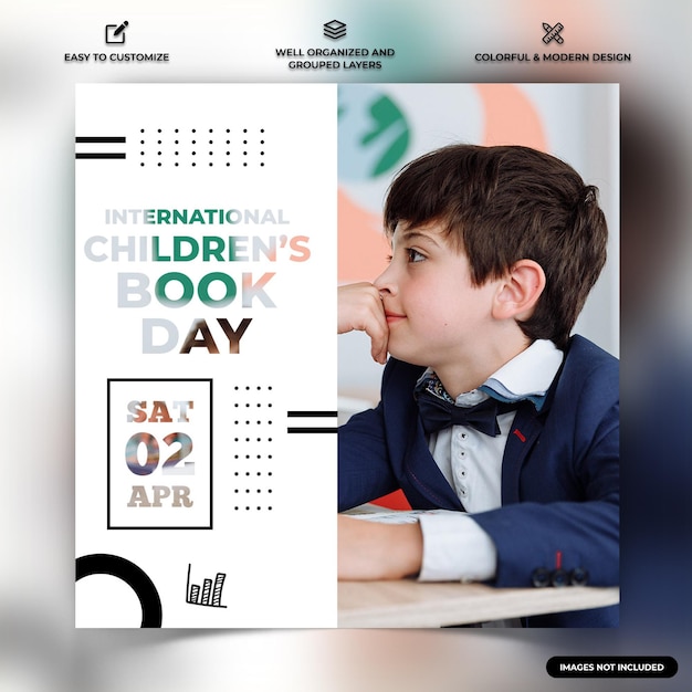 Międzynarodowy Dzień Książki Dla Dzieci Social Media Instagram Post