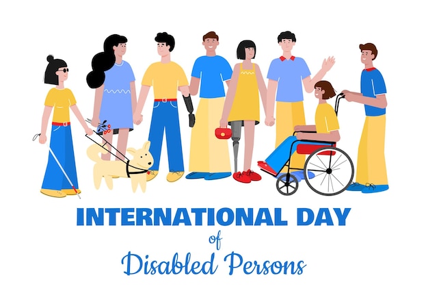 Międzynarodowy Dzień Osób Niepełnosprawnych Transparent Płaski Wektor Ilustracja Na Białym Tle