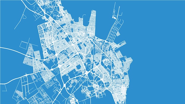 Miejski wektor mapa miasta dammam arabii saudyjskiej na bliskim wschodzie