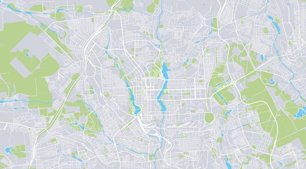 Miejski wektor mapa miasta donestsk ukraina europa