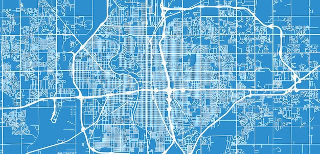 Miejski wektor mapa miasta wichita kansas stany zjednoczone ameryki