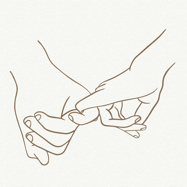 Miękkie dotknięcie trzymające się za ręce Minimalistyczna ilustracja
