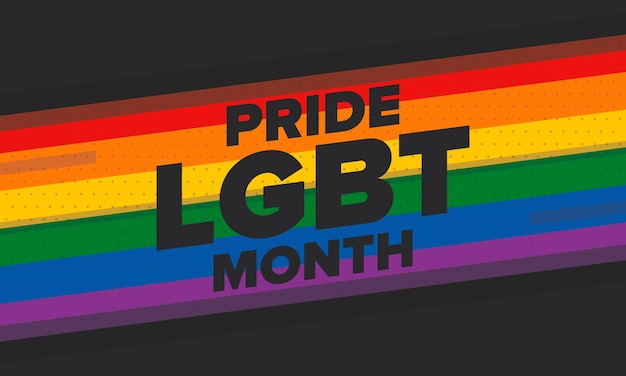 Miesiąc dumy LGBT w czerwcu lesbijki, geje, biseksualiści, transseksualiści, LGBT, tęcza, flaga, wektor, ilustracja