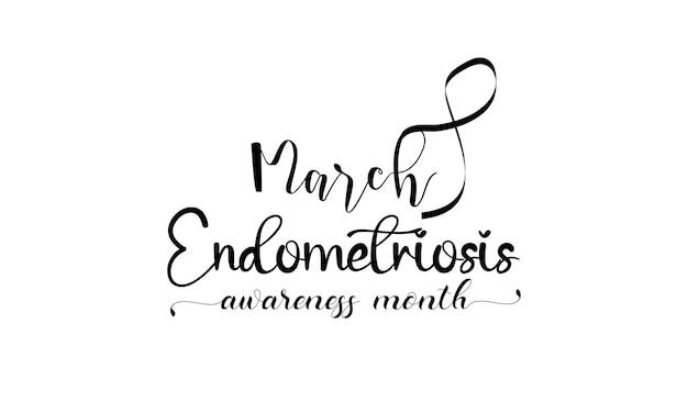 Miesiąc świadomości Endometriozy Szczotka Styl Kaligrafii Wektor Szablon Projektu Banera Karty Plakat Tło