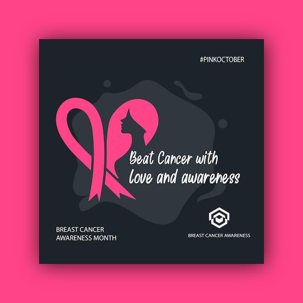 Miesiąc świadomości O Rakach Piersi Wektorowych Projekt Plakatów Stroke Różowa Wstążka Różowy Październik