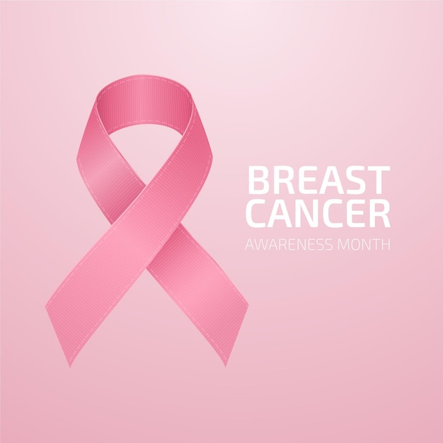 Plik wektorowy miesiąc świadomości raka piersi z realistyczną różową wstążką