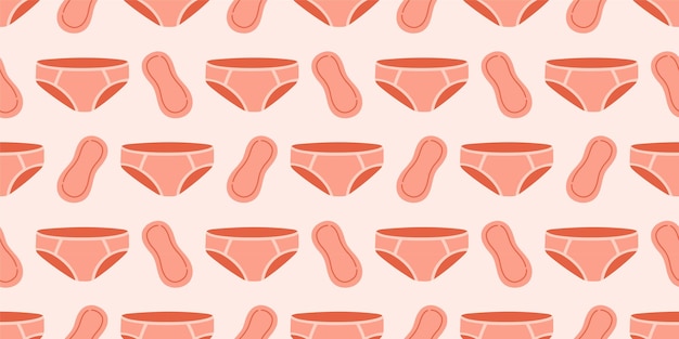 Miesiączki Bezszwowy Wzór Podkładki Tampon Kubeczek Menstruacyjny Kobieta Regularny Cykl Menstruacyjny