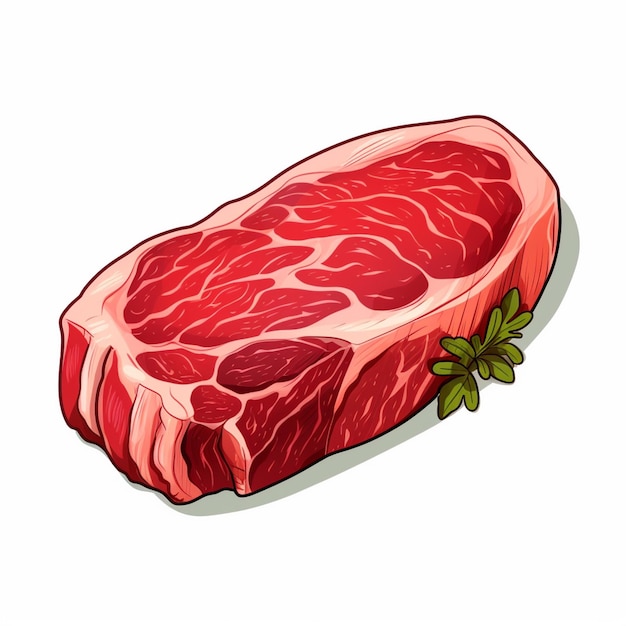 Mięso Wektor żywności Wołowina Ilustracja Restauracja Odizolowany Stek Grill Wieprzowy Mąka Kości Ico