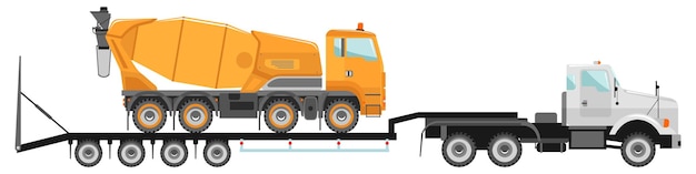 Mieszalnik Cementu Na Ikonę Ciężarówki Przewoźnika Samochodowego W Ilustracji Wektorowych Płaski