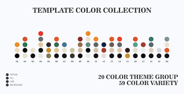 Plik wektorowy mieszanka palety trend color 2023 20 grup palet kolorów wektorowych z 59 odmianami kolorów