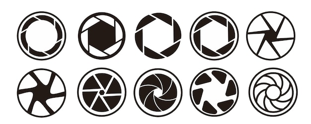 Migawka Aparatu Z Przysłoną Obiektywu I Logo Membrany Optycznej Dla Ikony Fotografów