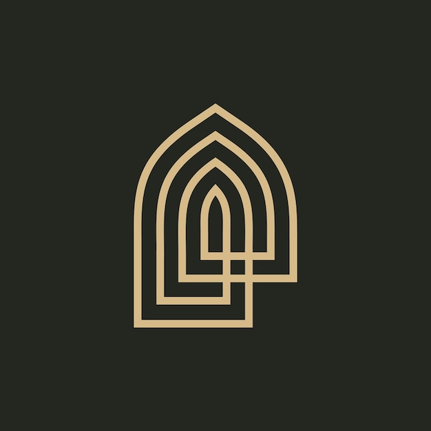 Mihrab Niszowy łuk Drzwi Logo Wektor Ikona Ilustracja