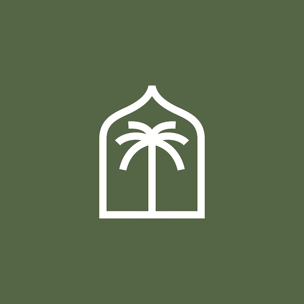 Mihrab Palm Data Mahrab Nisza Arch Logo Wektor Ikona Ilustracja