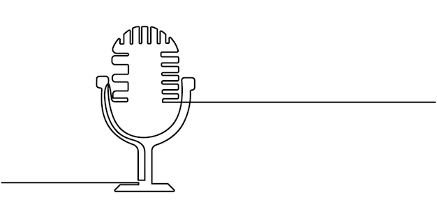 Mikrofon Ikonka Doodle Ręcznie narysowany symbol Wektor Minimalistyczny projekt jednego rysunku linii przewodowej