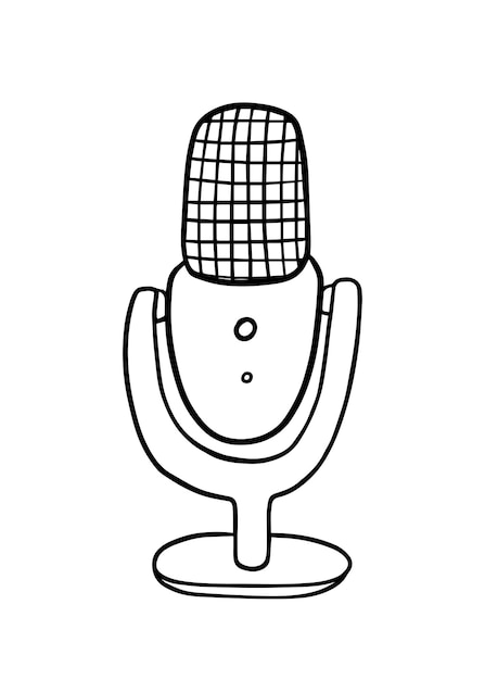 Mikrofon stacjonarny do nagrywania piosenek muzycznych technika rozmowy głosowej do podcastów kolorowanie kreskówek doodle line