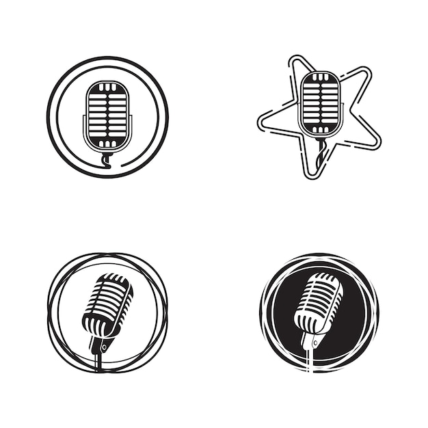 Mikrofony vintage Ikona nagrania głosu muzycznego Symbol studia nagraniowego
