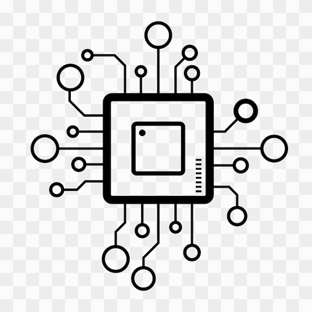 Mikroprocesor Izolowana Minimalna Ikona Linii Procesora Ikona Wektora Dla Stron Internetowych I Mobilnych Minimalistycznych