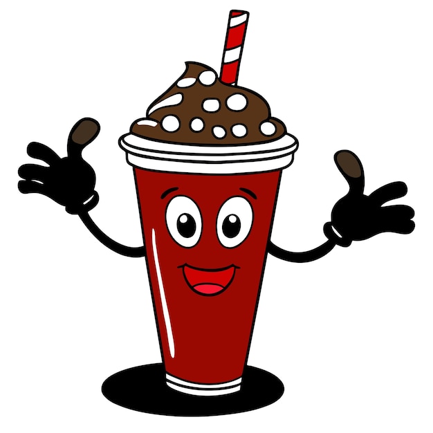 Plik wektorowy milkshake cup ice cream slushie ręcznie narysowana płaska stylowa naklejka kreskówkowa ikonka koncepcja odizolowana