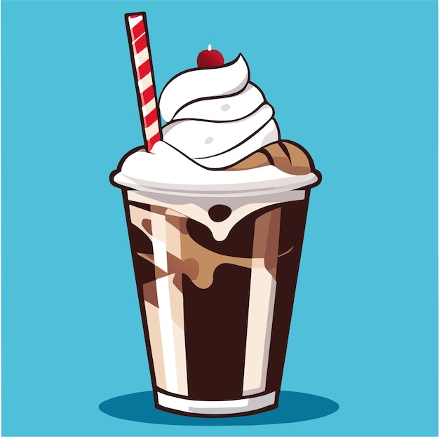 Milkshake Z Ilustracją Wektorową Marshmallow