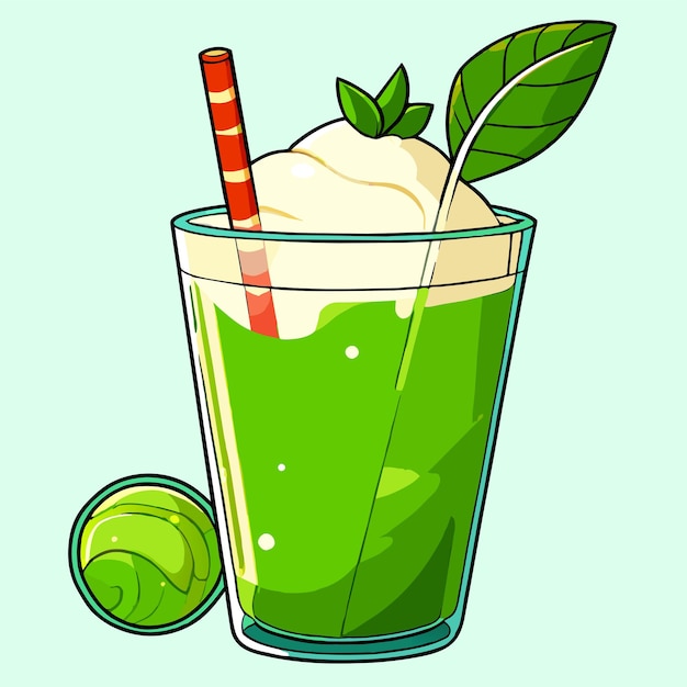Milkshake z ilustracją zielonej herbaty matcha