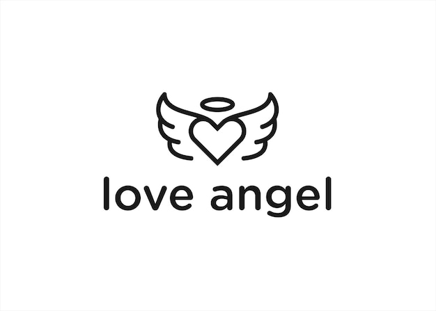 Miłość Anioł Logo Projekt Ikona Wektor Sylwetka Ilustracja
