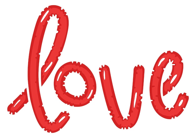 Miłość Czerwony Napis Romantyczna Kaligrafia Walentynki Symbol