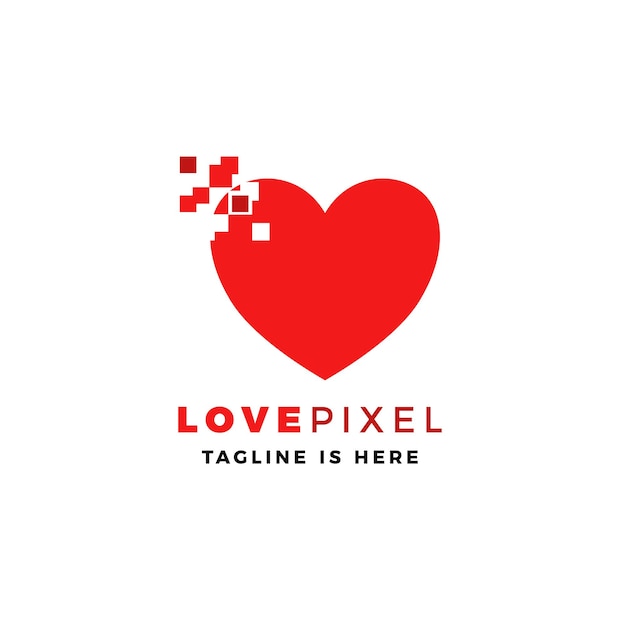 Miłość Piksel Logo Wektor Ikona Ilustracja